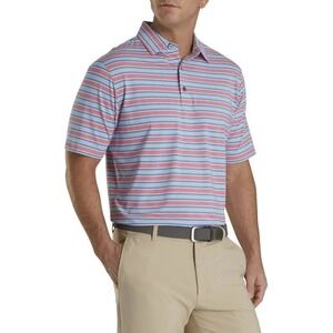 FootJoy FJ Polo Shirt Mens Large Blue Red Striped Performance Golf‎ - EUC